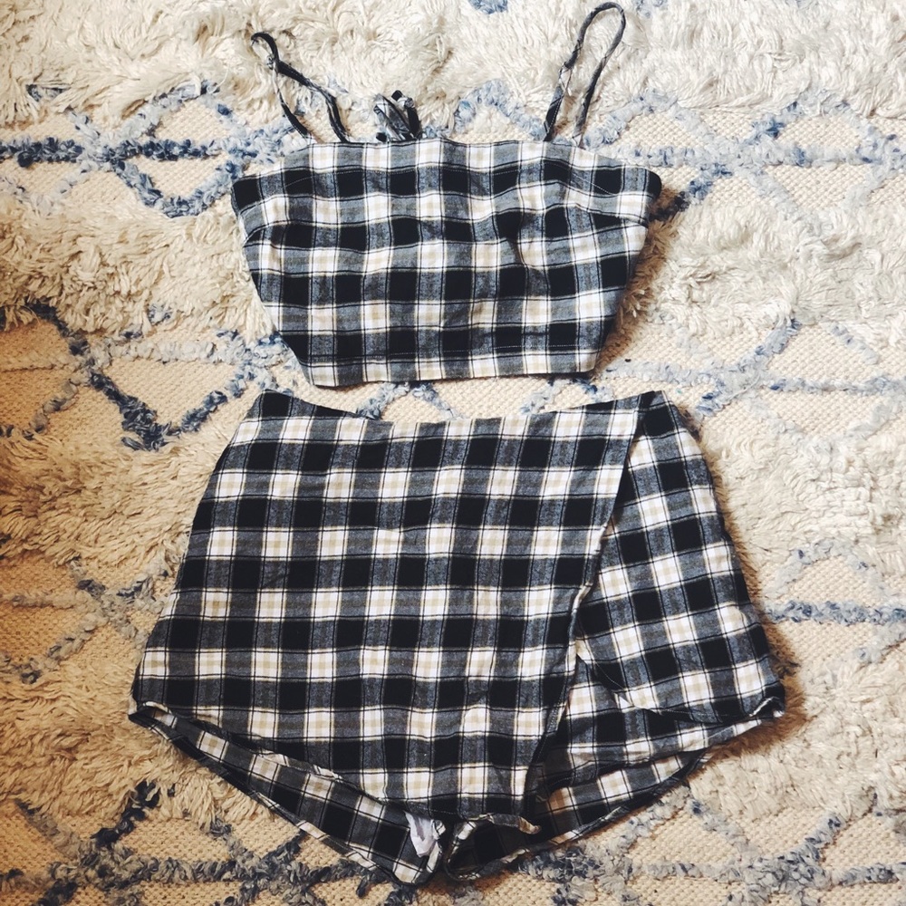 Boutique - Matching plaid two piece set